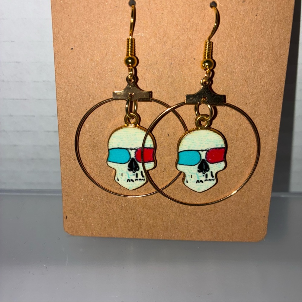 Gold Skull Hoop Earrings